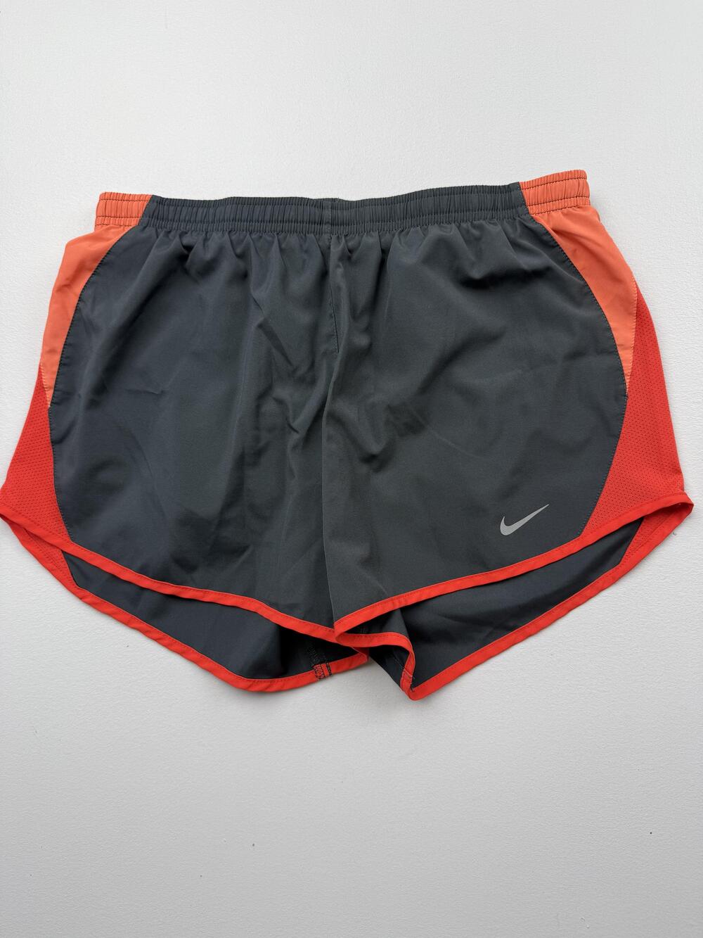 Nike Shorts Womens S Gray Orange Dri-FIT 3.5 Inch Inseam Running Athletic Gym